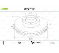 2x Disco freno Assale anteriore ventilato 672517 VALEO per MAZDA 5 3 Tre volumi