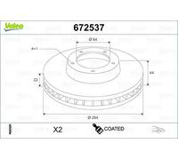 2x Disco freno Assale anteriore ventilato 672537 VALEO per MINI MINI Cabriolet