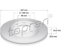 2x Disco freno Assale anteriore ventilato 720 240 TOPRAN per CITROËN PEUGEOT