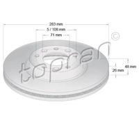 2x Disco freno Assale anteriore ventilato 721 173 TOPRAN per PEUGEOT CITROËN