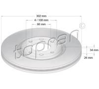 2x Disco freno Assale anteriore ventilato 722 455 TOPRAN per CITROËN PEUGEOT