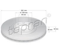 2x Disco freno Assale anteriore ventilato 722 835 TOPRAN per CITROËN PEUGEOT DS