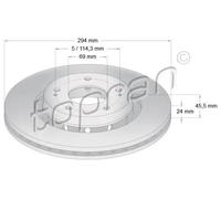 2x Disco freno Assale anteriore ventilato 722 836 TOPRAN per MITSUBISHI CITROËN