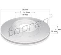 2x Disco freno Assale anteriore ventilato 820 376 TOPRAN per KIA HYUNDAI