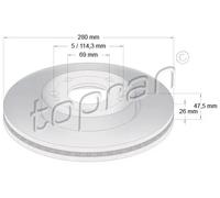 2x Disco freno Assale anteriore ventilato 820 603 TOPRAN per HYUNDAI KIA