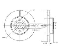 2x Disco freno Assale anteriore ventilato TX 70-72 TOMEX Brakes per NISSAN 200SX