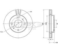 2x Disco freno Assale anteriore ventilato TX 70-74 TOMEX Brakes per MITSUBISHI