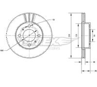 2x Disco freno Assale anteriore ventilato TX 70-98 TOMEX Brakes per MITSUBISHI