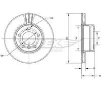 2x Disco freno Assale anteriore ventilato TX 71-05 TOMEX Brakes per BMW 5