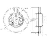 2x Disco freno Assale anteriore ventilato TX 71-41 TOMEX Brakes per MAZDA