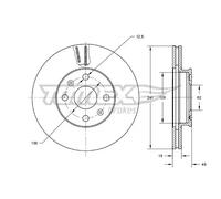 2x Disco freno Assale anteriore ventilato TX 71-62 TOMEX Brakes per KIA HYUNDAI