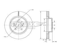 2x Disco freno Assale anteriore ventilato TX 71-95 TOMEX Brakes per TOYOTA