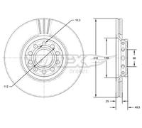 2x Disco freno Assale anteriore ventilato TX 71-97 TOMEX Brakes per AUDI VW SEAT