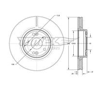 2x Disco freno Assale anteriore ventilato TX 72-12 TOMEX Brakes per RENAULT