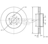 2x Disco freno Assale anteriore ventilato TX 72-23 TOMEX Brakes per JEEP