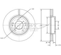 2x Disco freno Assale anteriore ventilato TX 72-47 TOMEX Brakes per KIA HYUNDAI