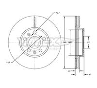 2x Disco freno Assale anteriore ventilato TX 72-73 TOMEX Brakes per SUZUKI FIAT