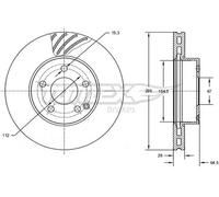 2x Disco freno Assale anteriore ventilato TX 72-76 TOMEX Brakes