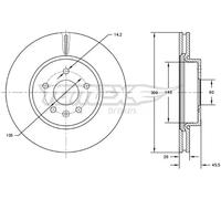 2x Disco freno Assale anteriore ventilato TX 73-17 TOMEX Brakes per OPEL