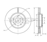 2x Disco freno Assale anteriore ventilato TX 73-22 TOMEX Brakes per MAZDA