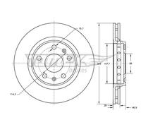 2x Disco freno Assale anteriore ventilato TX 73-53 TOMEX Brakes per RENAULT