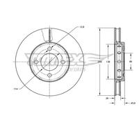 2x Disco freno Assale anteriore ventilato TX 73-84 TOMEX Brakes per SMART