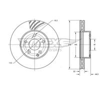 2x Disco freno Assale anteriore ventilato TX 74-08 TOMEX Brakes
