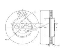 2x Disco freno Assale anteriore ventilato TX 74-09 TOMEX Brakes