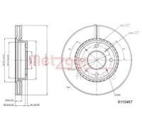 2x Disco freno Assale anteriore ventilazione interna 6110467 METZGER per KIA