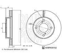2x Disco freno Assale anteriore ventilazione interna ADBP430102 BLUE PRINT
