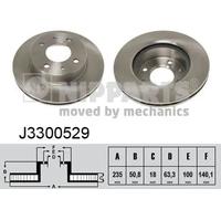 2x Disco freno Assale anteriore ventilazione interna J3300529 NIPPARTS