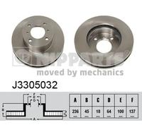 2x Disco freno Assale anteriore ventilazione interna J3305032 NIPPARTS