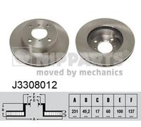 2x Disco freno Assale anteriore ventilazione interna J3308012 NIPPARTS