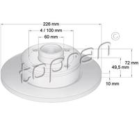 2x Disco freno Assale posteriore pieno 103 526 TOPRAN per VW SEAT