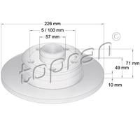 2x Disco freno Assale posteriore pieno 103 527 TOPRAN per VW SEAT