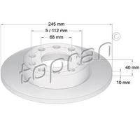 2x Disco freno Assale posteriore pieno 109 526 TOPRAN per AUDI SEAT