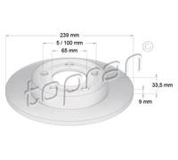 2x Disco freno Assale posteriore pieno 109 789 TOPRAN per AUDI VW SKODA