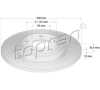 2x Disco freno Assale posteriore pieno 113 011 TOPRAN per AUDI A7 Sportback Q5