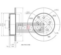2x Disco freno Assale posteriore pieno 19-2353 MAXGEAR per TOYOTA AVENSIS