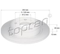 2x Disco freno Assale posteriore pieno 207 653 TOPRAN per OPEL INSIGNIA A
