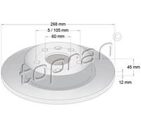 2x Disco freno Assale posteriore pieno 208 309 TOPRAN per OPEL CHEVROLET