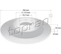 2x Disco freno Assale posteriore pieno 208 310 TOPRAN per OPEL VAUXHALL
