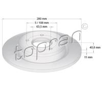 2x Disco freno Assale posteriore pieno 302 333 TOPRAN per VOLVO FORD