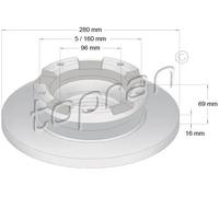 2x Disco freno Assale posteriore pieno 303 971 TOPRAN per FORD TRANSIT Autobus