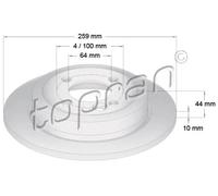 2x Disco freno Assale posteriore pieno 501 015 TOPRAN per MINI MINI