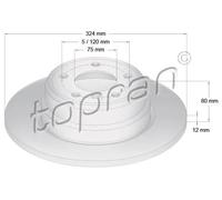2x Disco freno Assale posteriore pieno 501 192 TOPRAN per BMW X5