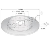 2x Disco freno Assale posteriore pieno 600 592 TOPRAN per TOYOTA AURIS