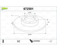 2x Disco freno Assale posteriore pieno 672501 VALEO per MERCEDES-BENZ CLASSE A