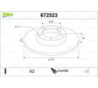 2x Disco freno Assale posteriore pieno 672523 VALEO per MERCEDES-BENZ CHRYSLER