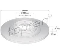 2x Disco freno Assale posteriore pieno 721 186 TOPRAN per CITROËN PEUGEOT